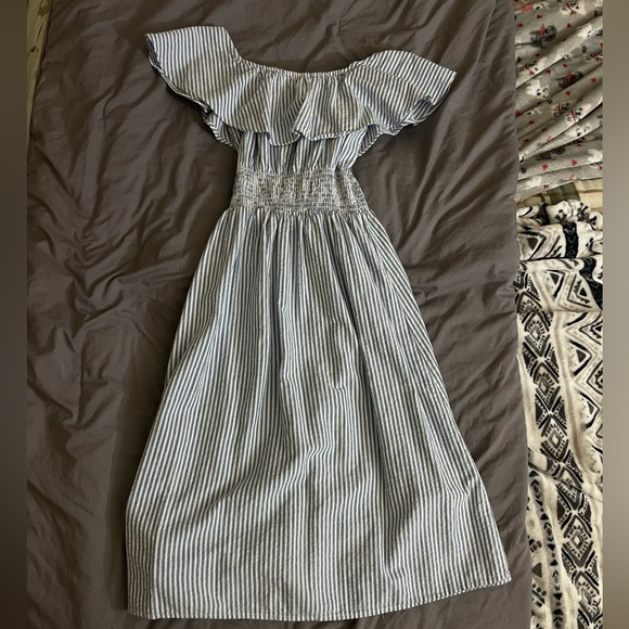 ***SOLD*** Off the Shoulder Striped Blue Dress - Picture 9 of 9